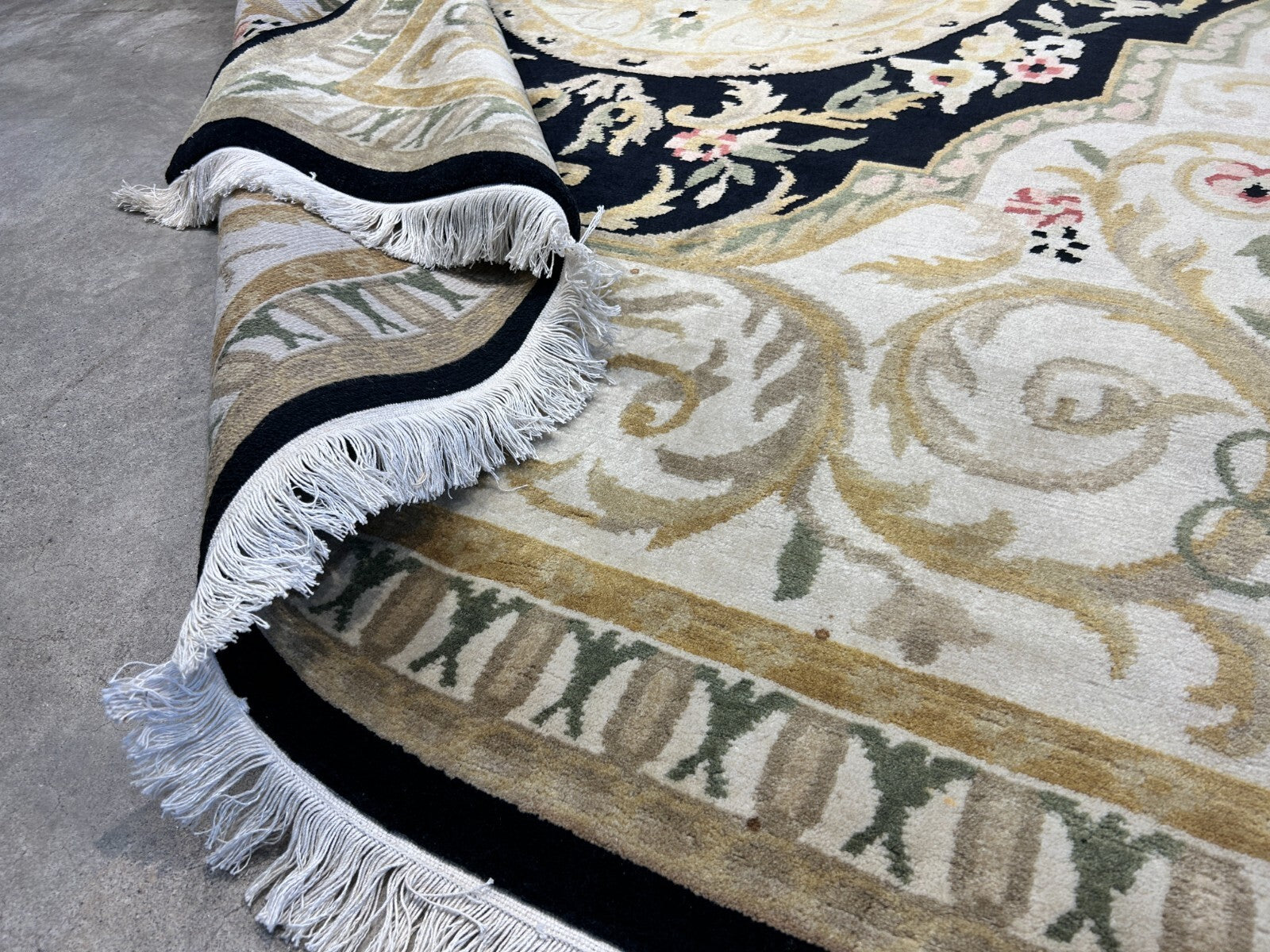 6'1"x9'2" Hand-Knotted 100% Wool Pile Aubusson Carpet - Area Rug