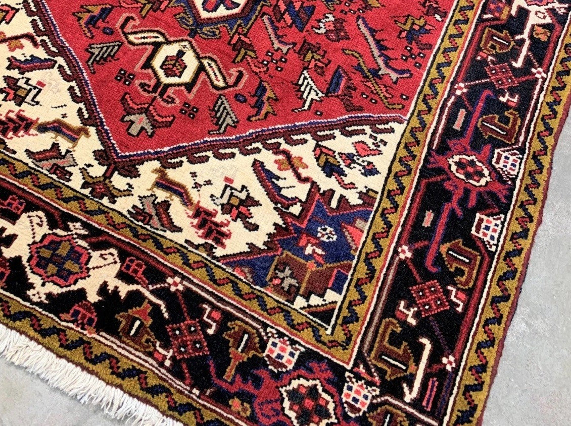 4'0" x 6'1" Hand-Knotted 100% Wool Geometric Persiane Herize Rug