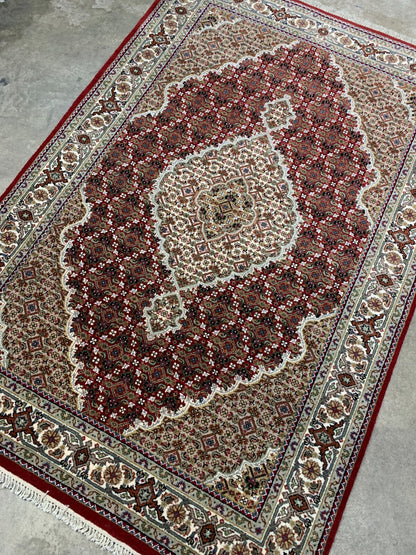 4'1" x 6' Hand-Knotted 100% Wool Tabrize Mahi Rug - Area Carpet