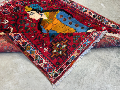 4'2"x5'3" Gorgeous Hand-Knotted 100% Wool Pile Pictorial Area Rug - Carpet