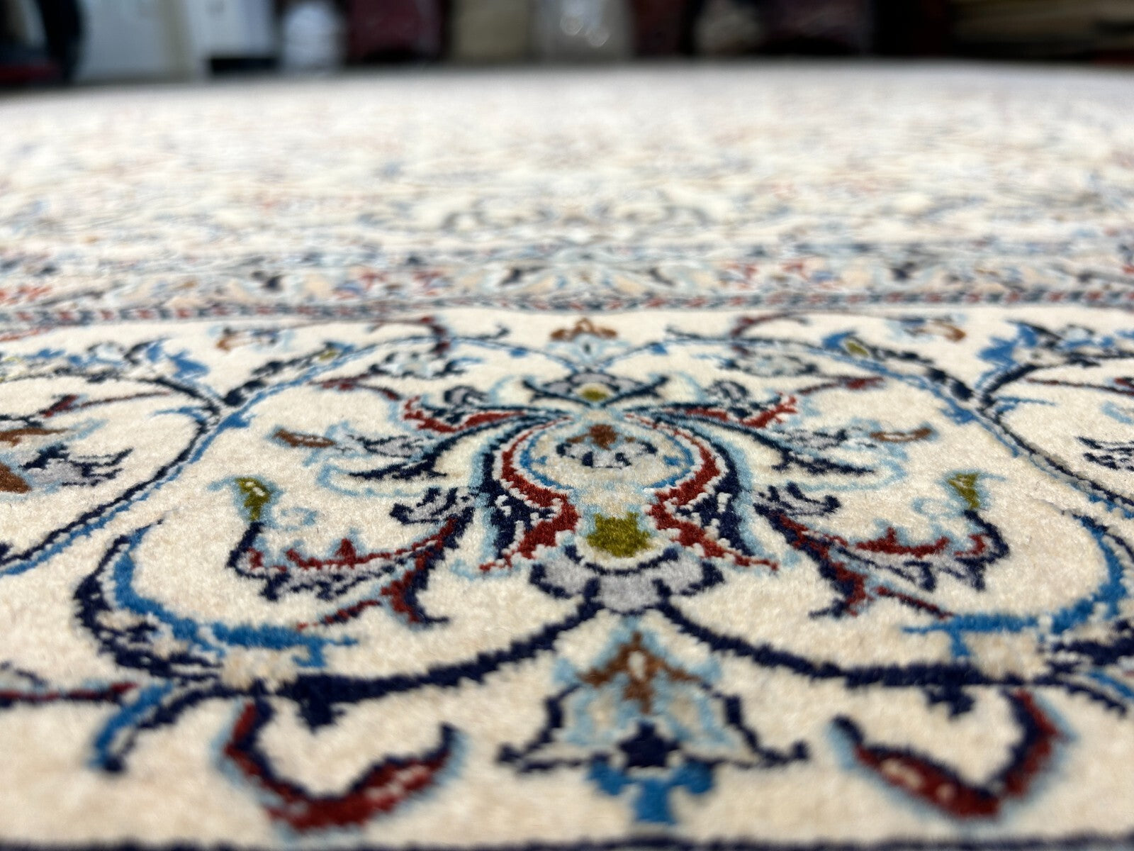 6'9"x10'7" Extremely Fine Hand-Knotted Wool & Silk Blend Naine Carpet - Area Rug