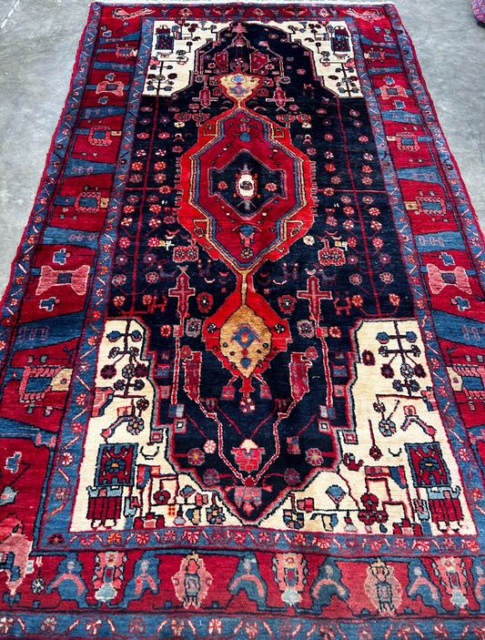 5'1" x 9'8" Hand-Knotted 100% Wool Carpet - Nahavande Area Rug