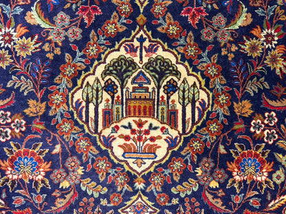 4'2”x 6'0" Antique Hand-Knotted 100% Lamb Wool Carpet - Kashane Area Rug