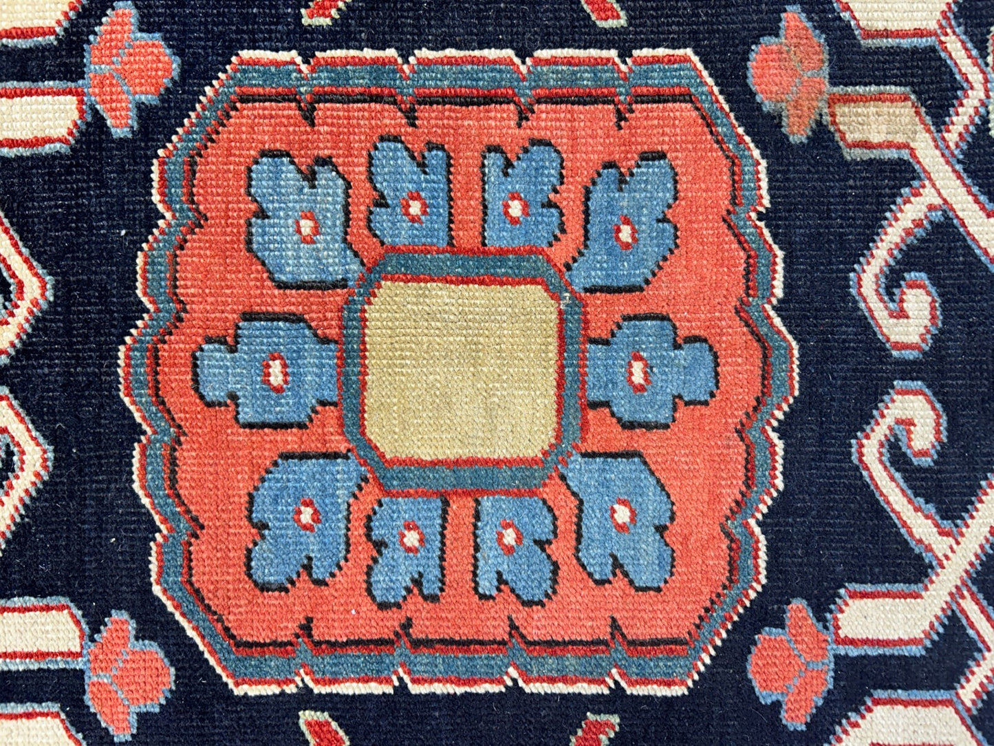 Collector Item - 9'x11'6" Hand-Knotted 100% Wool Pile Serapie Carpet - Area Rug