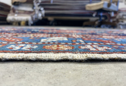 4'1"x7'2" Antique Hand-Knotted 100% Wool Pile Kazak Caucasian Area Rug - Carpet