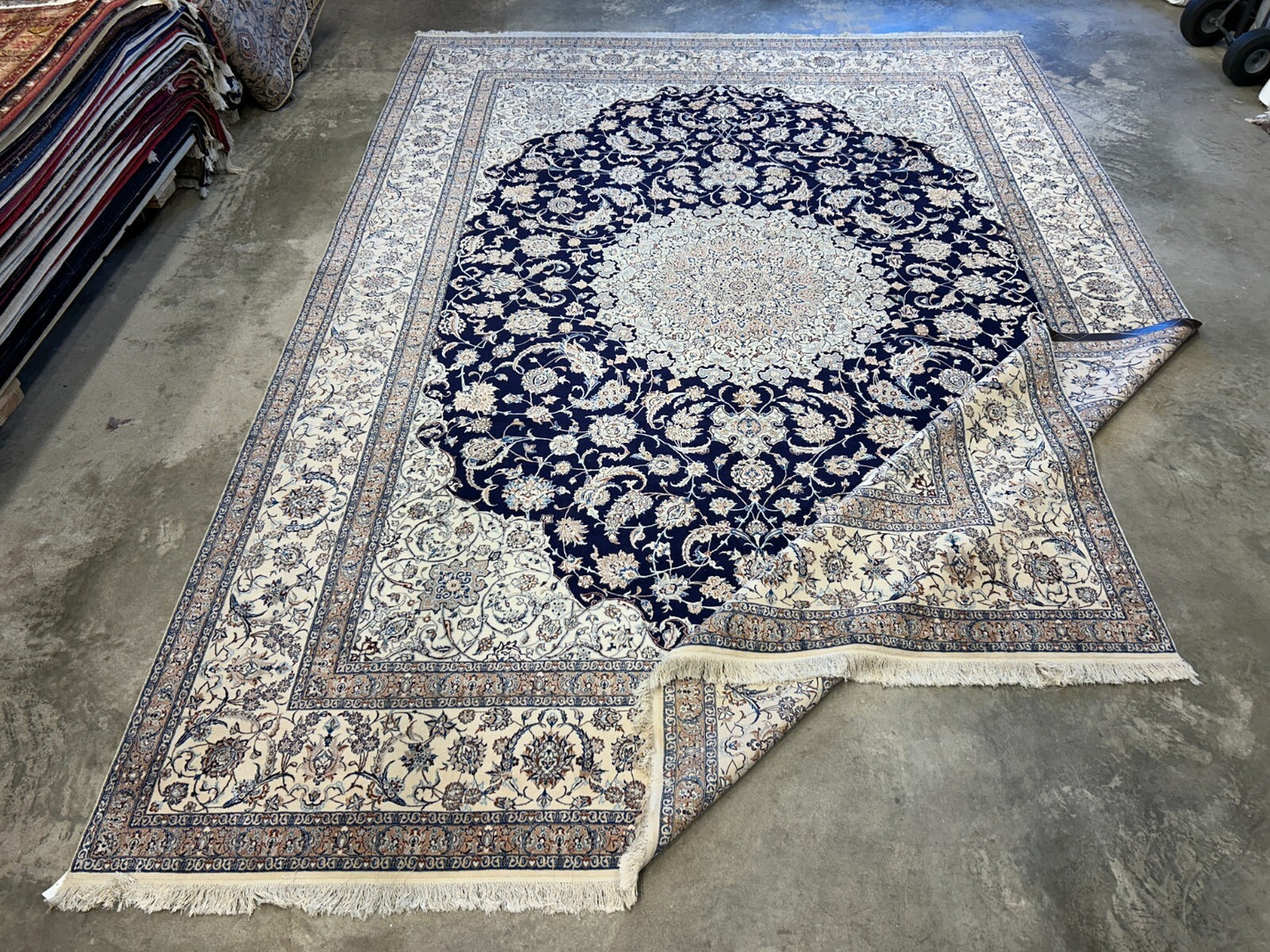 10'4"x14'3" Fine Hand-Knotted Wool & Silk Naine Rug
