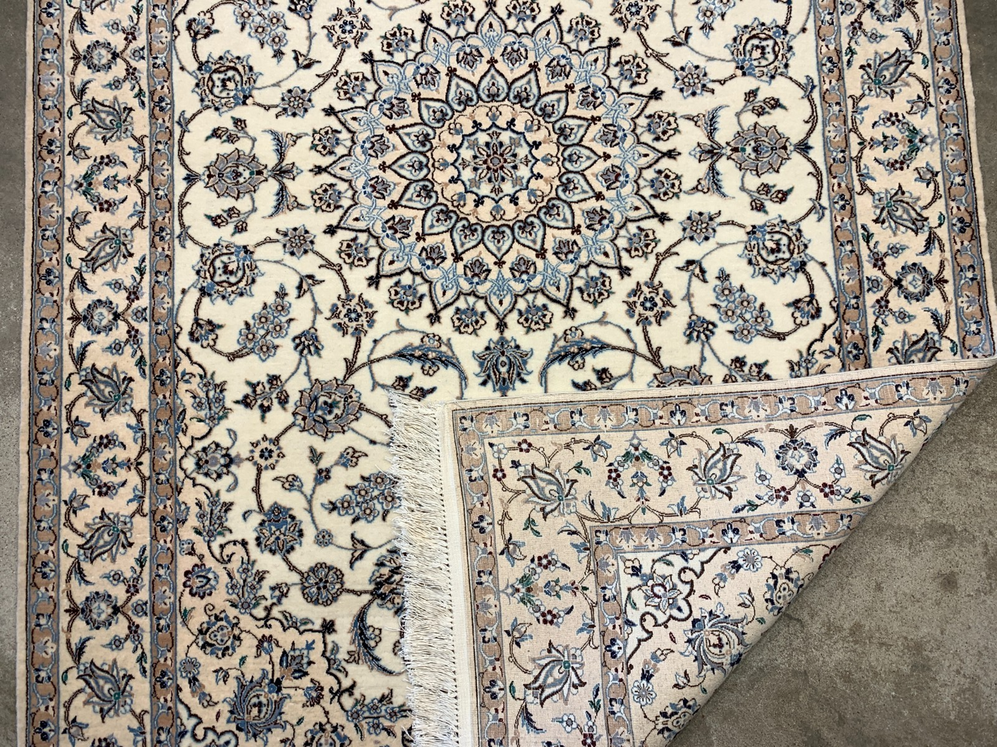 4'x6'4" Fine Hand-Knotted Wool & Silk Blend Naine Carpet - Area Rug