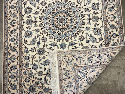 4'x6'4" Fine Hand-Knotted Wool & Silk Blend Naine Carpet - Area Rug