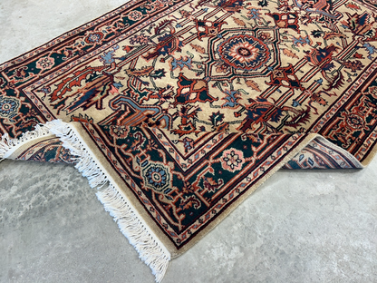 4'x6' Fine Hand-Knotted 100% Wool PileMahal Design Area Rug - Carpet
