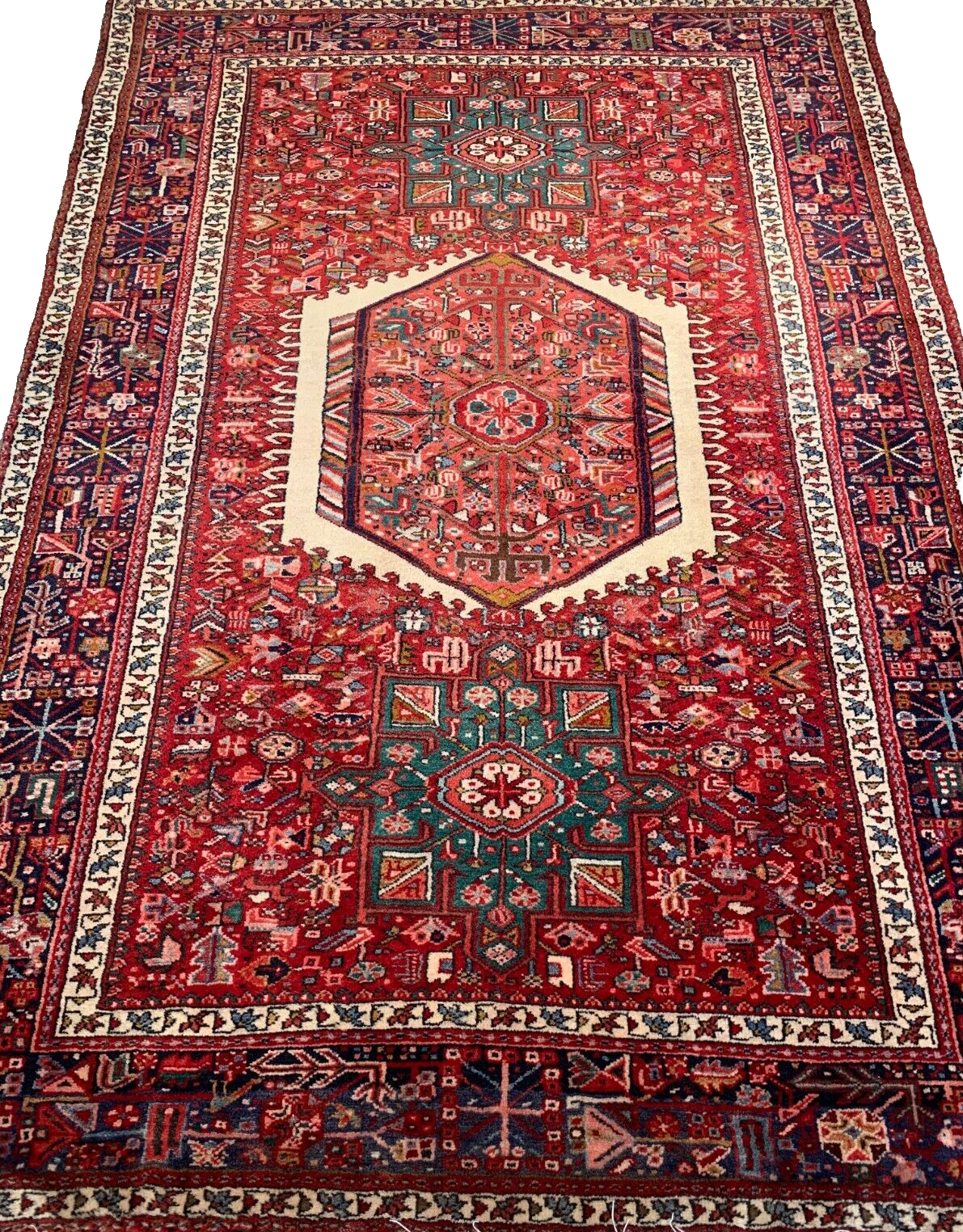 4'10"x6'6" Antique Hand-Knotted 100% Lamb Wool Karajah Rug