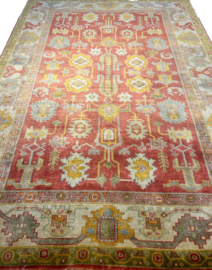 6'2"x8'11" Hand-Knotted 100% Wool Pile India-Farahane Carpet - Area Rug