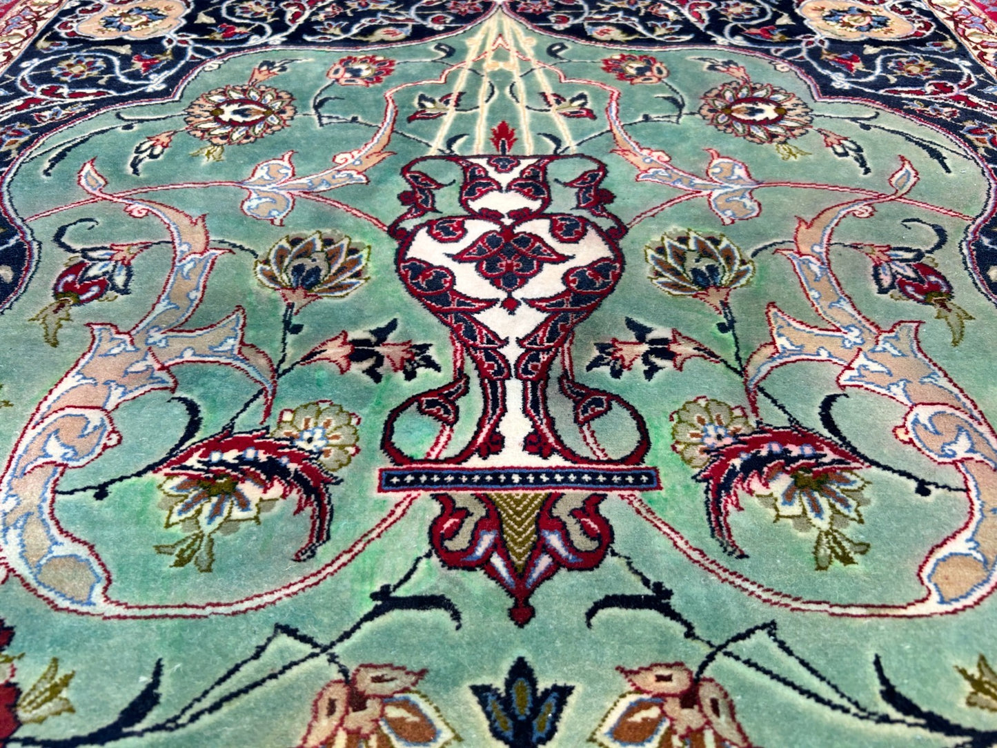 Collector Item-Fine 3'7"x5'9" Antique Hand-Knotted 100% Wool Isfahane Prayer Rug