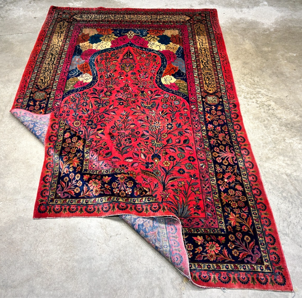 4'1"x6'10" Collector Antique Extra Fine Hand-Knotted 100% Wool Kashane Rug