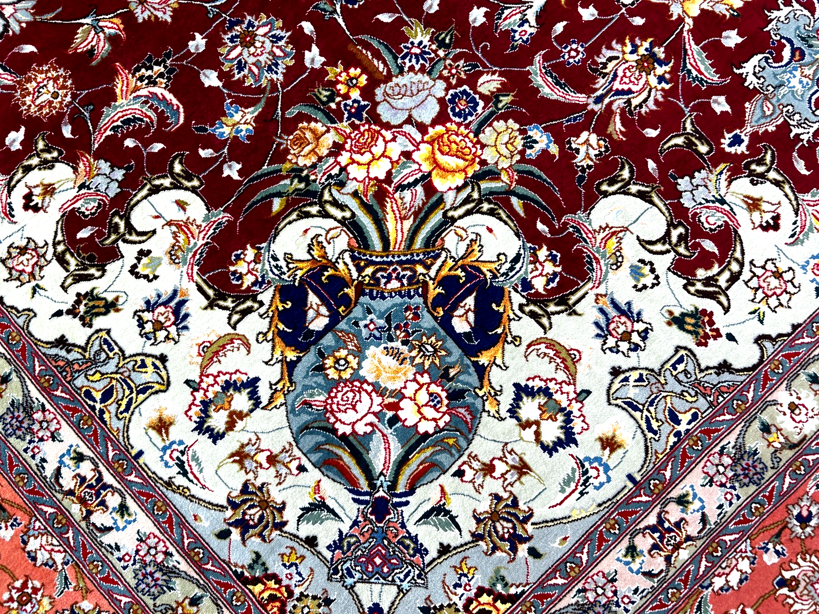 8'x11'7" Extra-Fine 70 Line Silk Foundation Hand-Knotted Wool & Silk Tabrize Rug