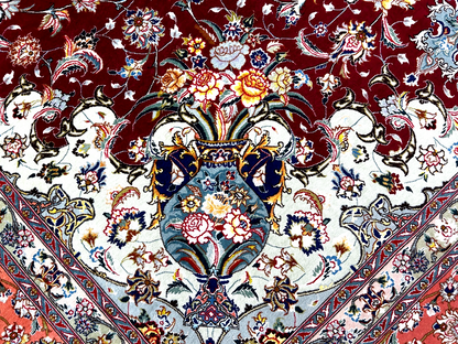 8'x11'7" Extra-Fine 70 Line Silk Foundation Hand-Knotted Wool & Silk Tabrize Rug