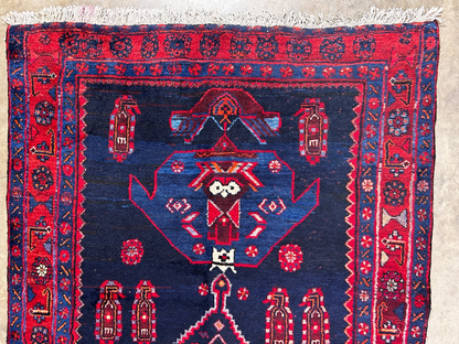 4'7" x 9'9'' Hand-Knotted 100% Lamb Wool Bidjare Area Rug