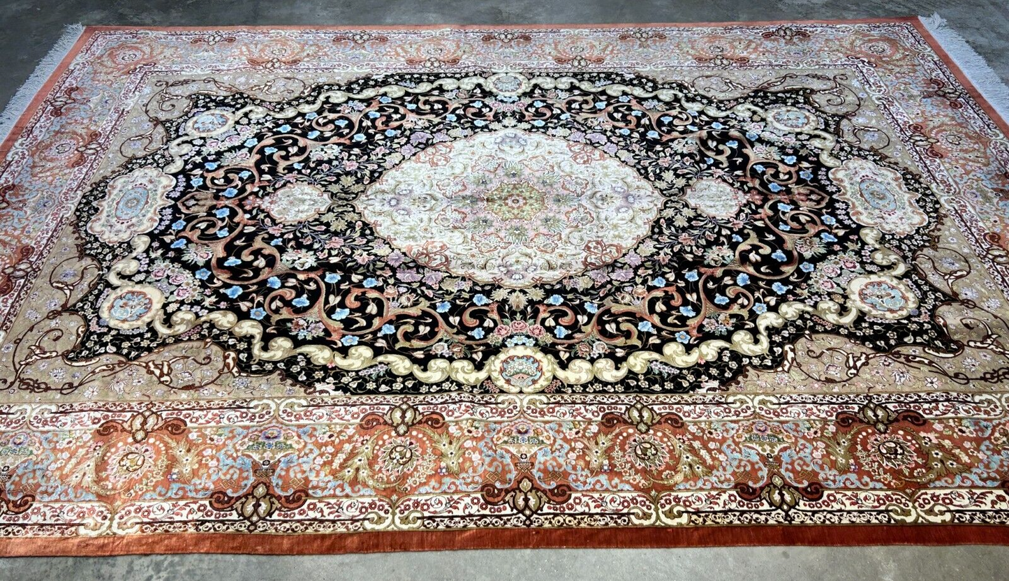 6'6"x9'6" Exquisite Extra-Fine Hand-Knotted 100% Silk Qume Carpet - Area Rug