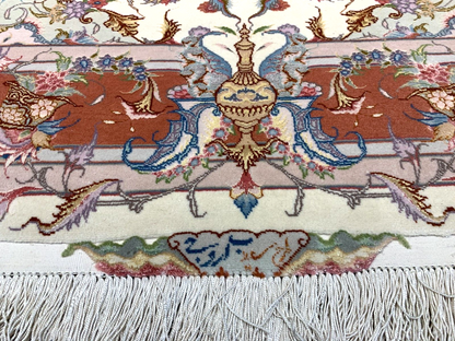 5'x6'8" Very Fine Hand-Knotted Wool & Silk Blend Tabrize Carpet - Area Rug