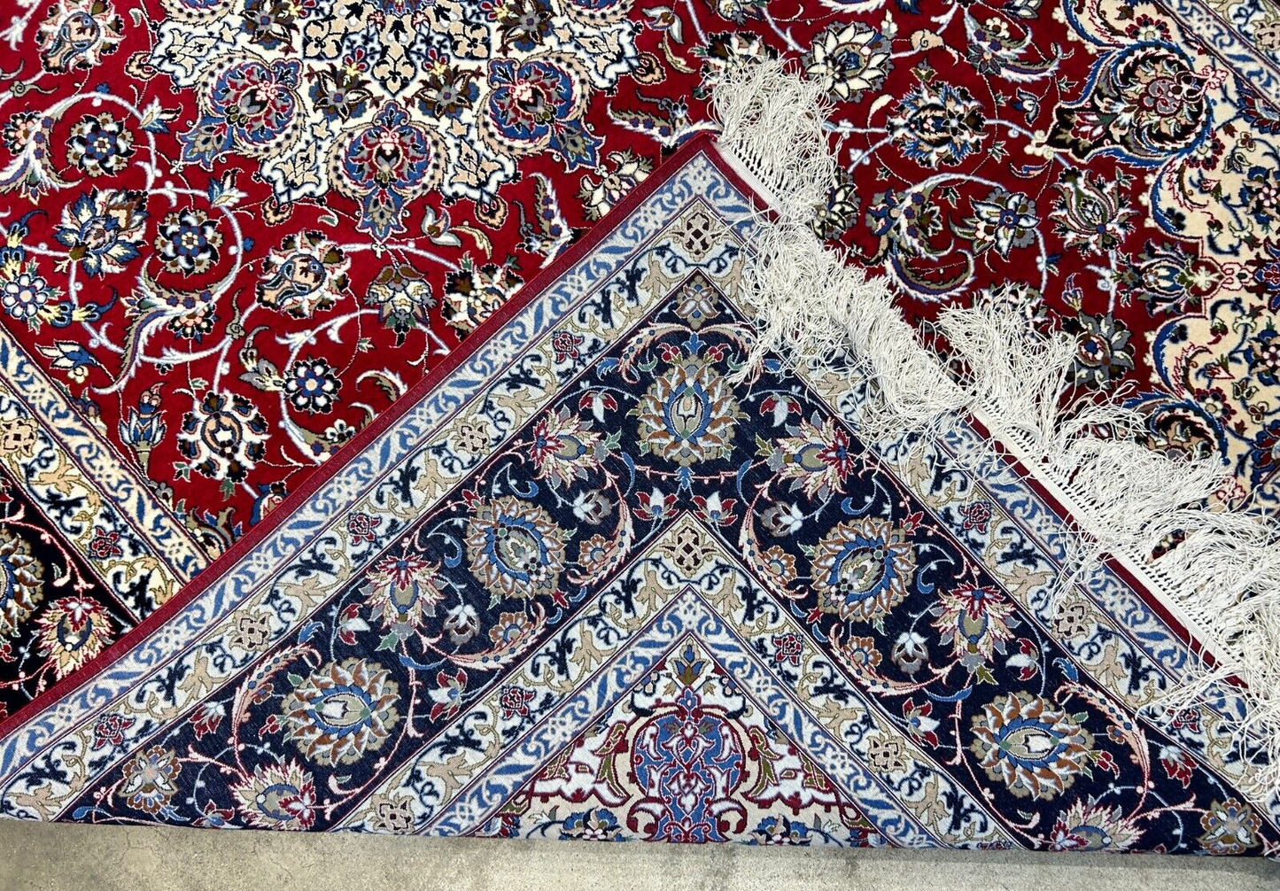 6'9"x10'3" Extra-Fine Hand-Knotted Wool & Silk Blend Isfahane Carpet - Area Rug