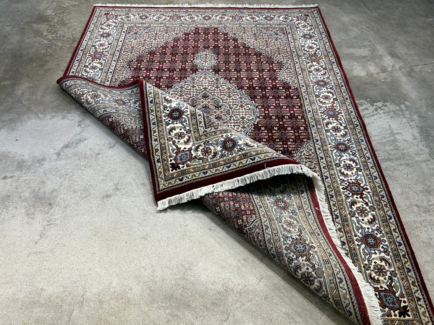 5'8"x7'8" Hand-Knotted 100% Wool Pile Tabrize Design Carpet - Area Rug