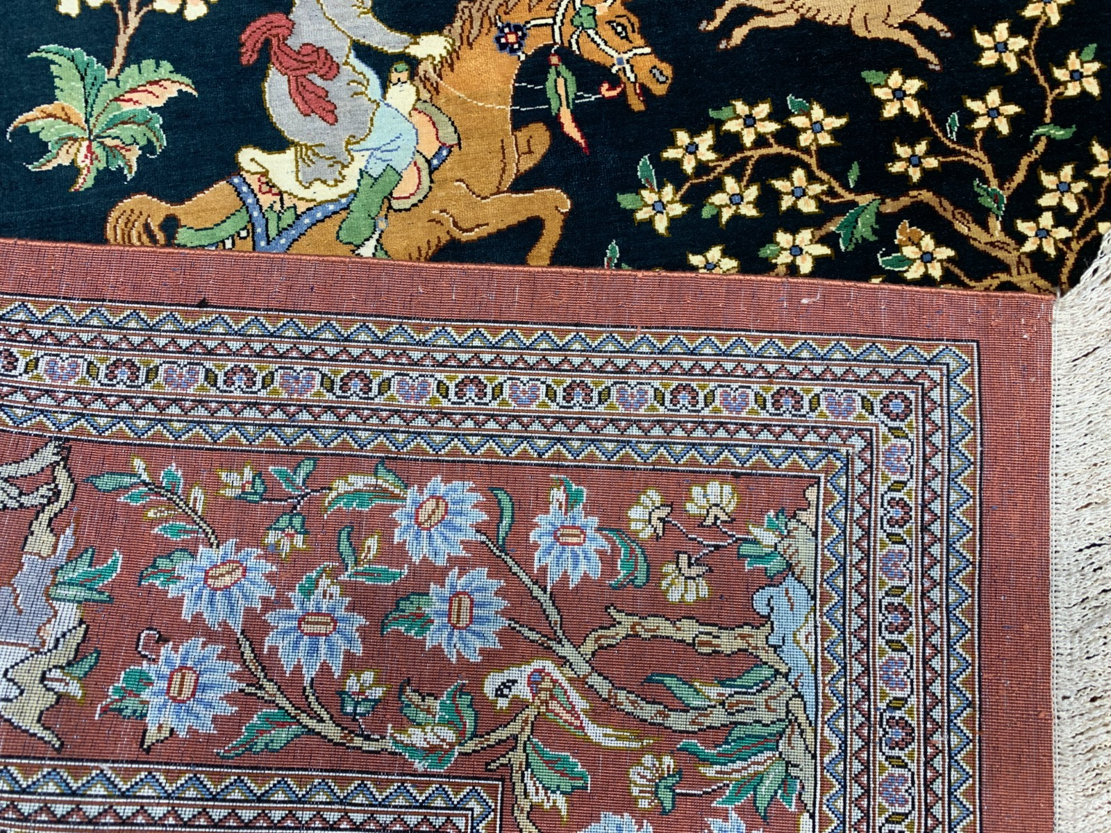 4'3"x6'8" Exquisite Extra-Fine Hand-Knotted 100% Silk Qume Area Rug - Carpet