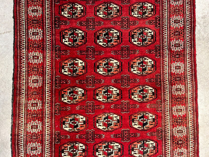 3'x4'2" Hand-Knotted 100% Wool Pile Turkaman Bokhara Rug