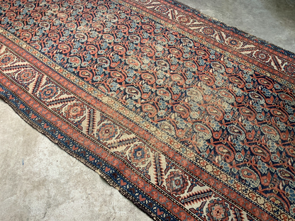 5'x11'2" Antique Hand-Knotted 100% Wool Pile Malayeri Runner Rug - Carpet