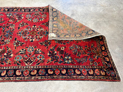 3'4"x4'10" Antique Hand-Knotted 100% Wool Pile Sarouke Mohajeran Rug