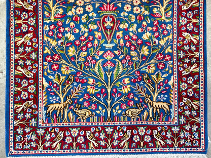 3'x4'9" Hand-Knotted 100% Wool Pile Tree of Life Carpet - Kermane Area Rug