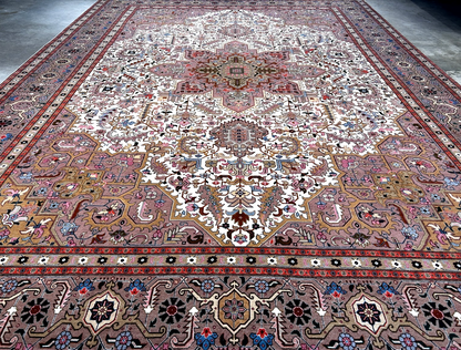 8'1"x11'10'' Fine Hand-Knotted Very Fine Wool Pile Tabrize Herize Area Rug