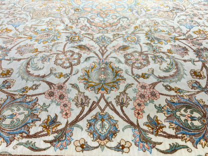 9'10"x13' Exquisite Signed Hand-Knotted 100% Silk Qume Rug