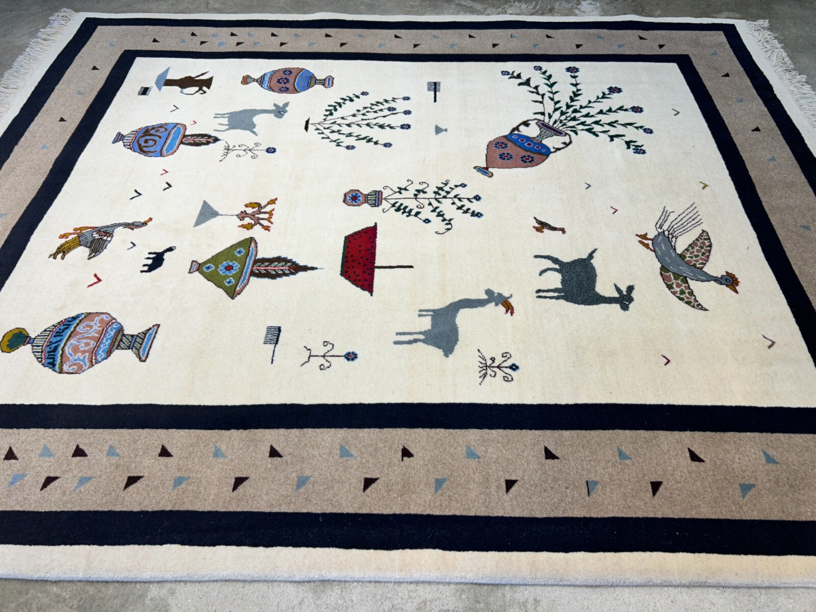 6'6"x9'1" Hand-Knotted 100% Wool Pile Gabeh Carpet - Area Rug