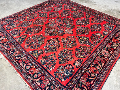 Collector Antique - 4'x4' Hand-Knotted 100% Wool Pile Sarouke Rug