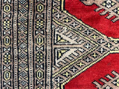 4'2"x6'4" Hand-Knotted 100% Wool Pile Bokhara Area Rug - Carpet