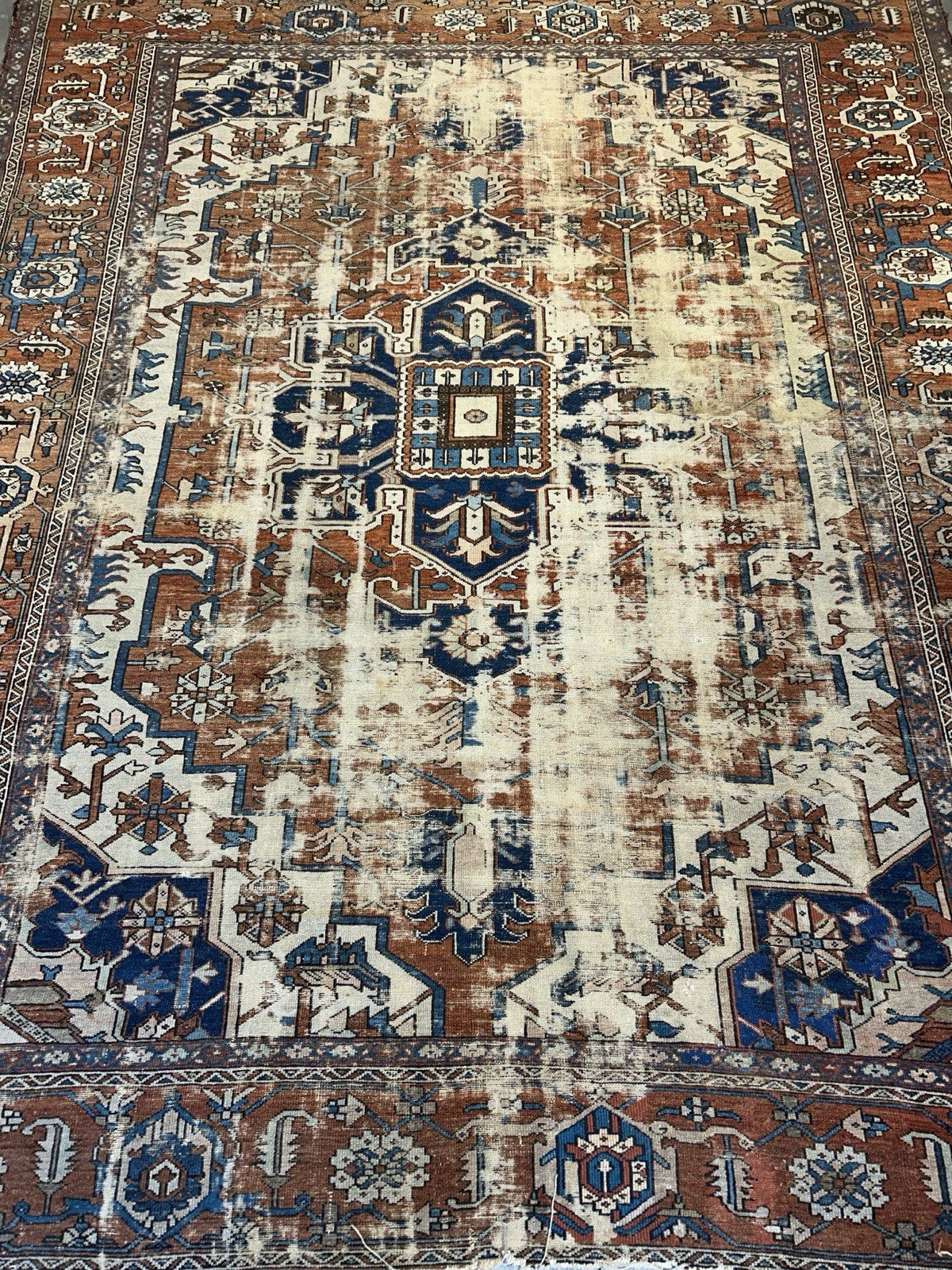Collector Item- 10’5”x12’8” Old Antique Hand-Knotted Wool Pile Serapie Area Rug