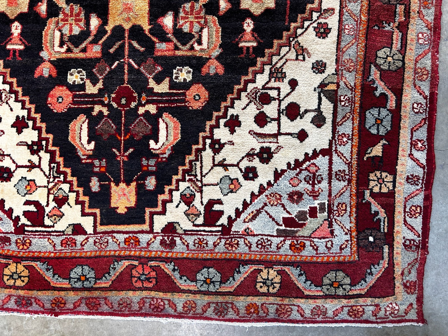 5'2" x 8'7'' Hand-Knotted 100% Wool Pile Hamadane Area Rug