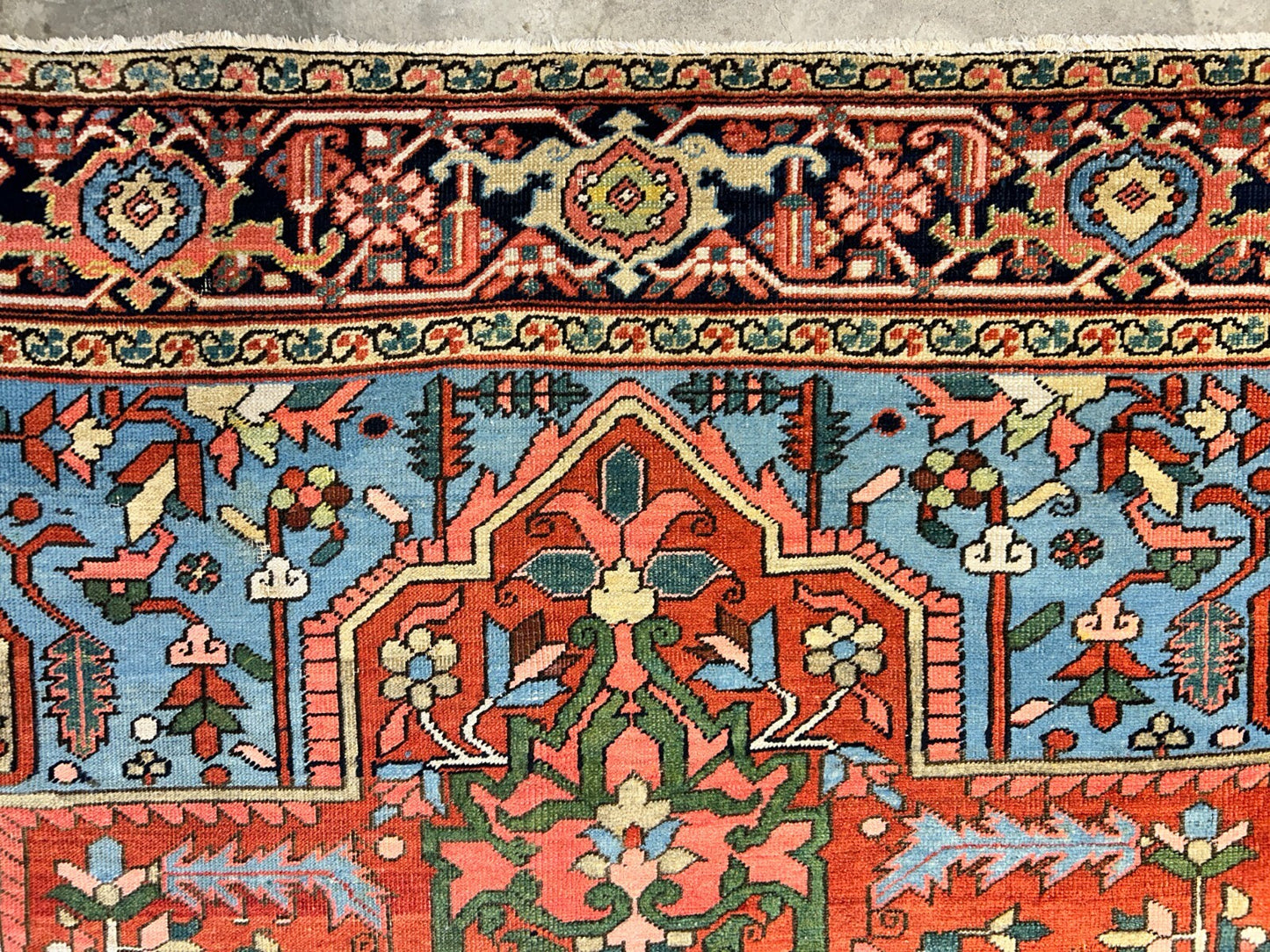 Collector Item - 9'6"x12' Antique Fine Lamb Wool Herize Serapy Hand-Knotted Rug