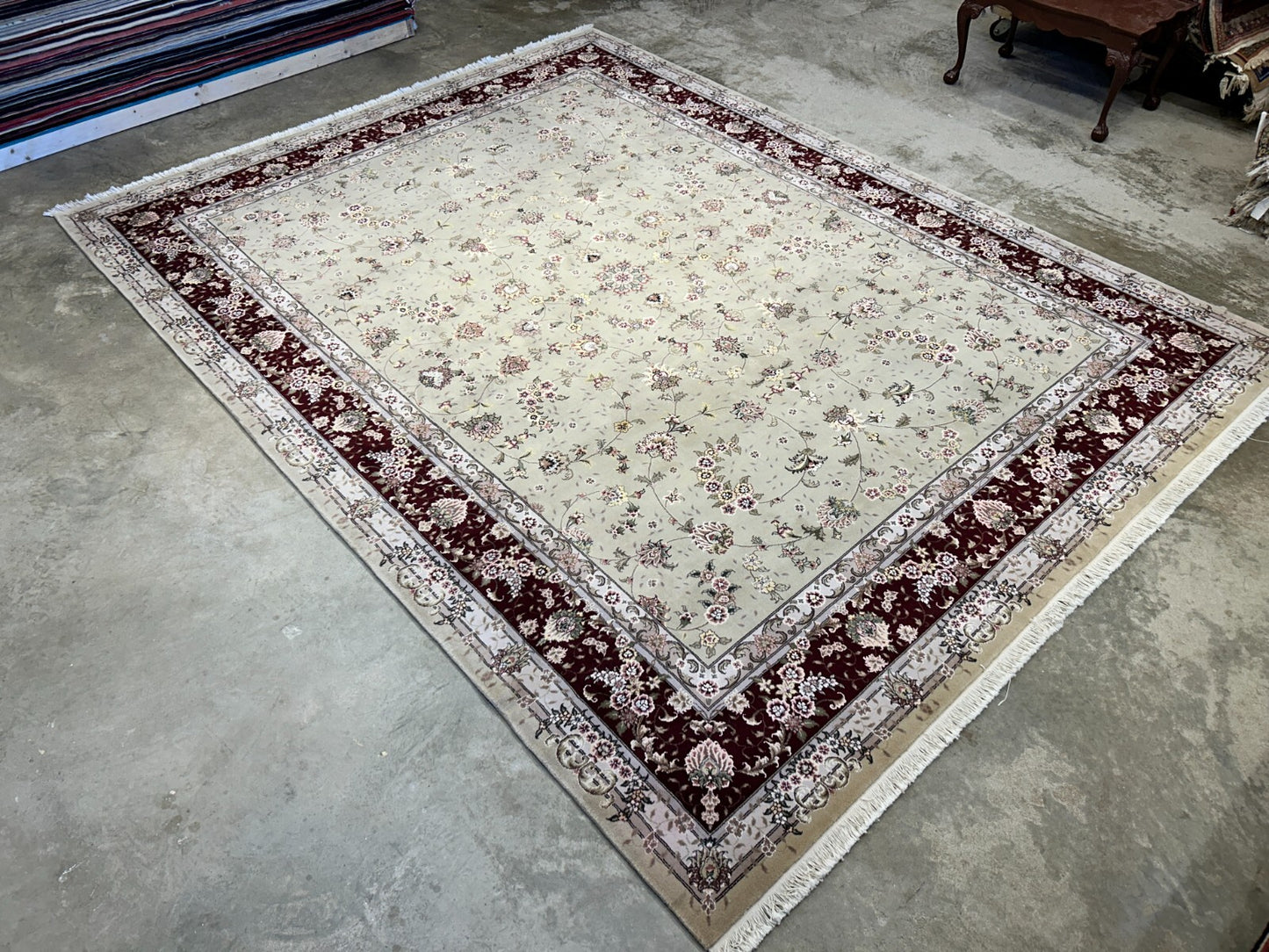9'x12' Hand-Knotted Wool & Silk Pile Sinopersian Carpet - Area Rug