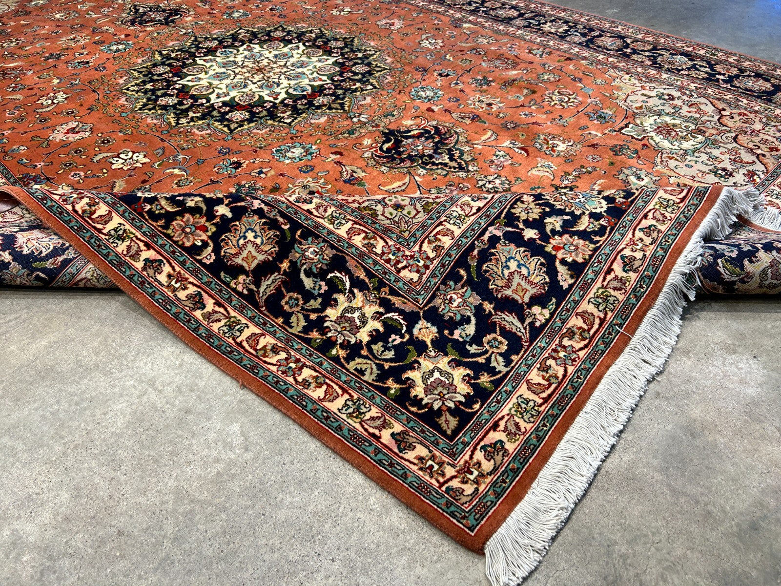 6'9"x10'2" Fine Hand-Knotted Wool & Silk Blend Tabrize Carpet - Area Rug