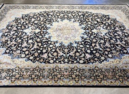 6'6"x10' Exquisite Hand-Knotted 100% Silk Qume Rug