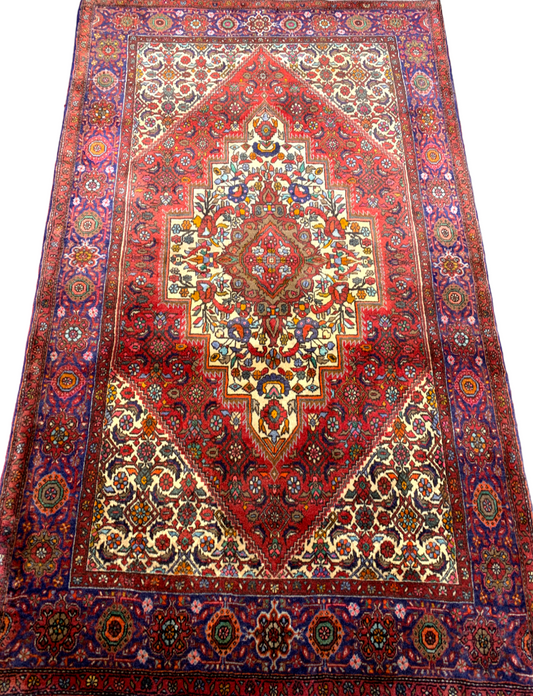 3'8"x6'6" Hand-Knotted 100% Wool Pile Bijare Gholtoghe Carpet - Area Rug