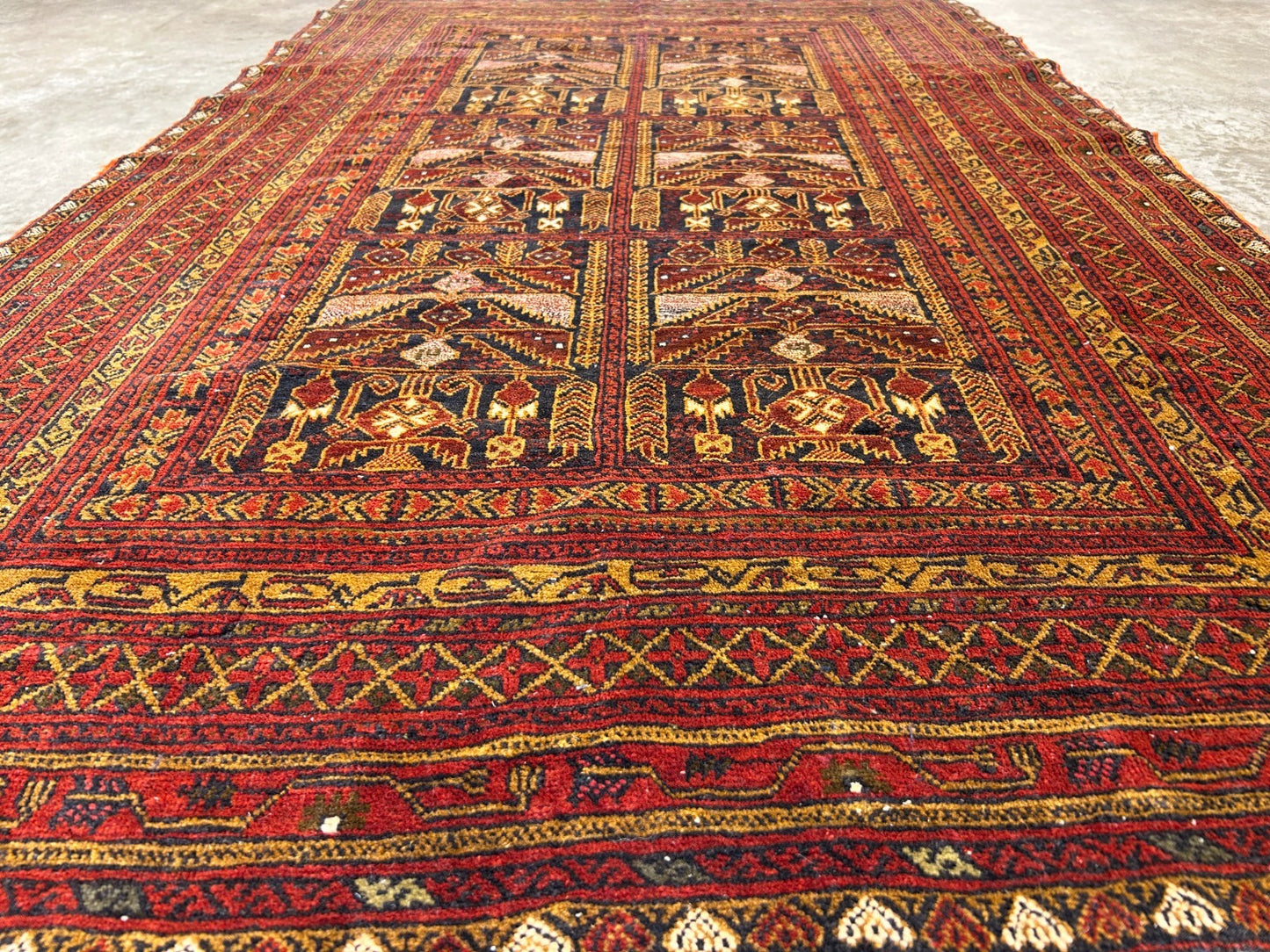 3'10"x6'3" Vintage Hand-Knotted 100% Wool Pile Oriental Area Rug - Carpet