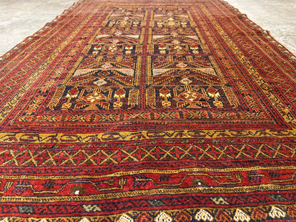 3'10"x6'3" Vintage Hand-Knotted 100% Wool Pile Oriental Area Rug - Carpet