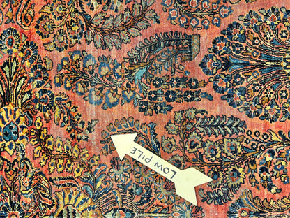 8'11"x11'8" Antique Fine Lamb Wool Sarouke Rug Hand-knotted Carpet