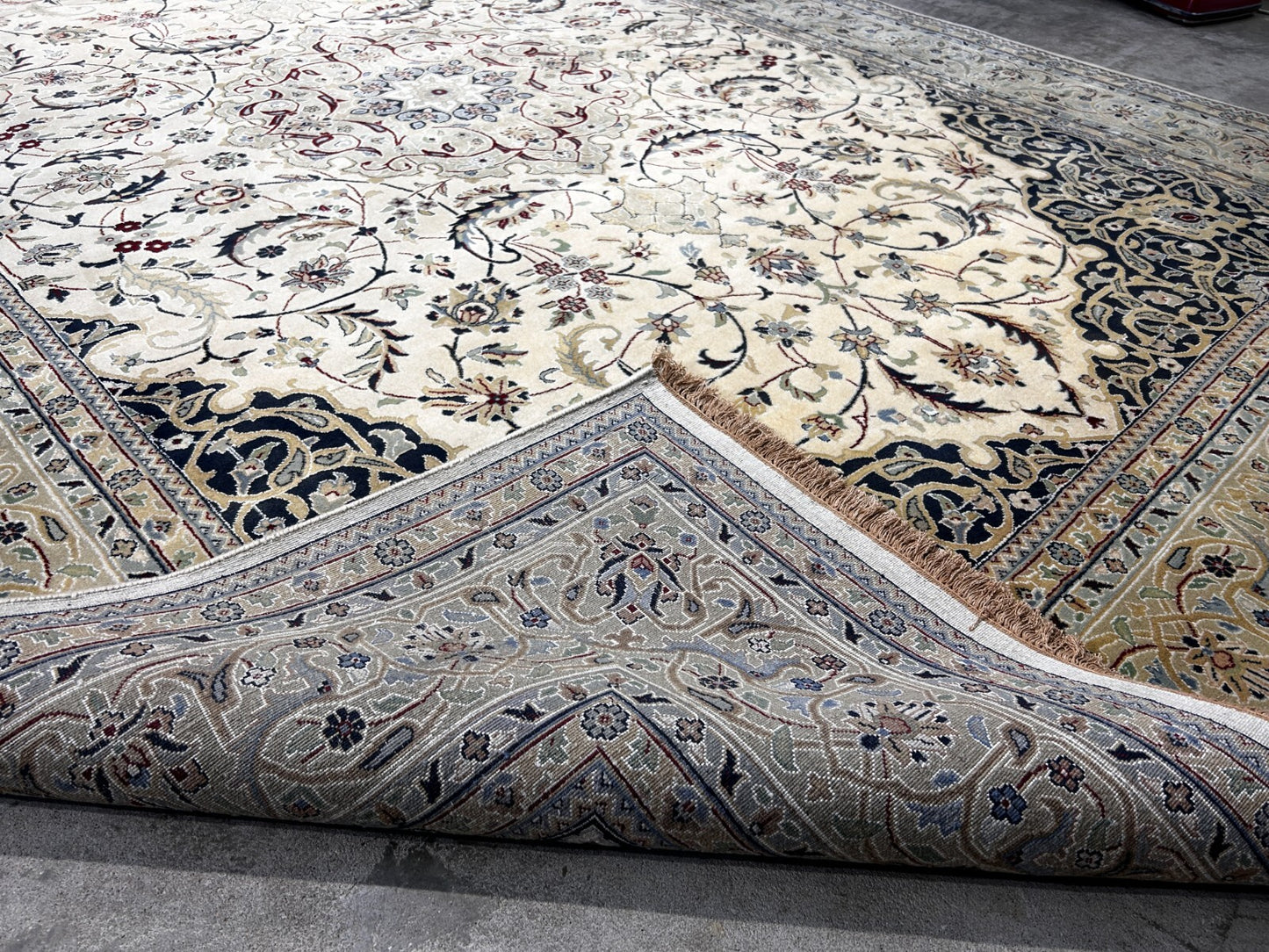 8'1"x12'1" Very Fine Hand-Knotted 100% Wool India Naine Rug - Area Carpet