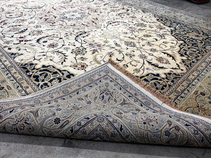 8'1"x12'1" Very Fine Hand-Knotted 100% Wool India Naine Rug - Area Carpet