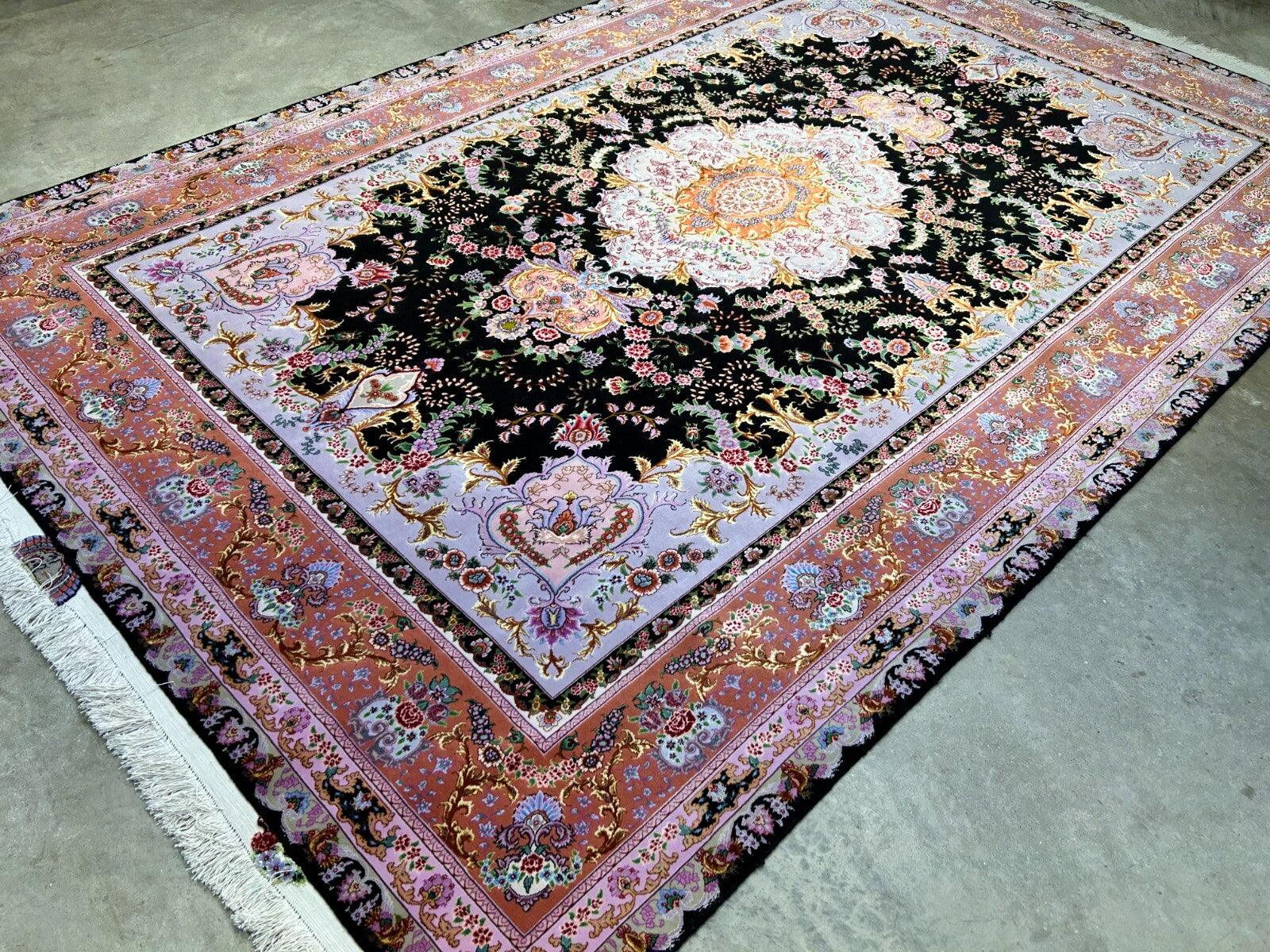 6'8"x10' Extra-Fine Hand-Knotted Wool & Silk Blend Tabrize Carpet - Area Rug