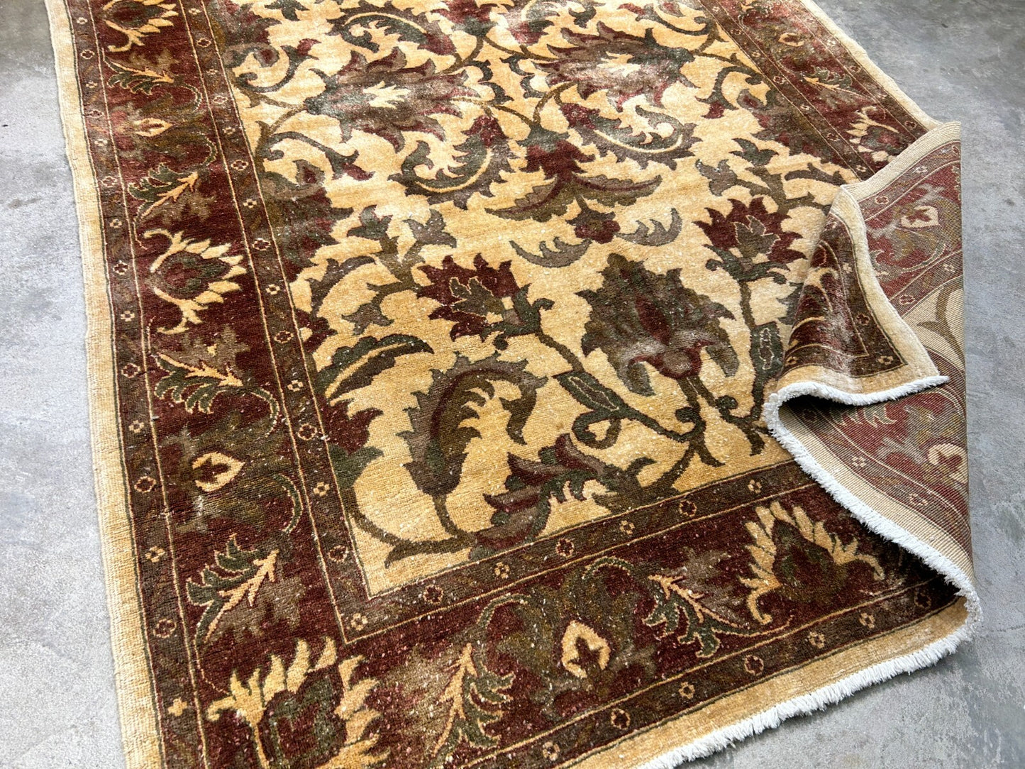 6'6"x9'6'' Hand-Knotted Indian Wool Pile Handmade Area Rug - Carpet