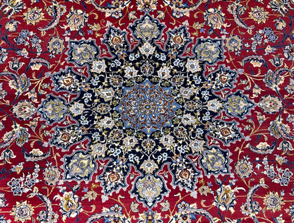 8'1"x11'6" Extra Fine Hand-Knotted Wool & Silk Isfahane Rug