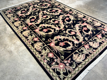 6'x9'2" Hand-Knotted 100% Wool Pile Indo-Tabati Carpet - Area Rug
